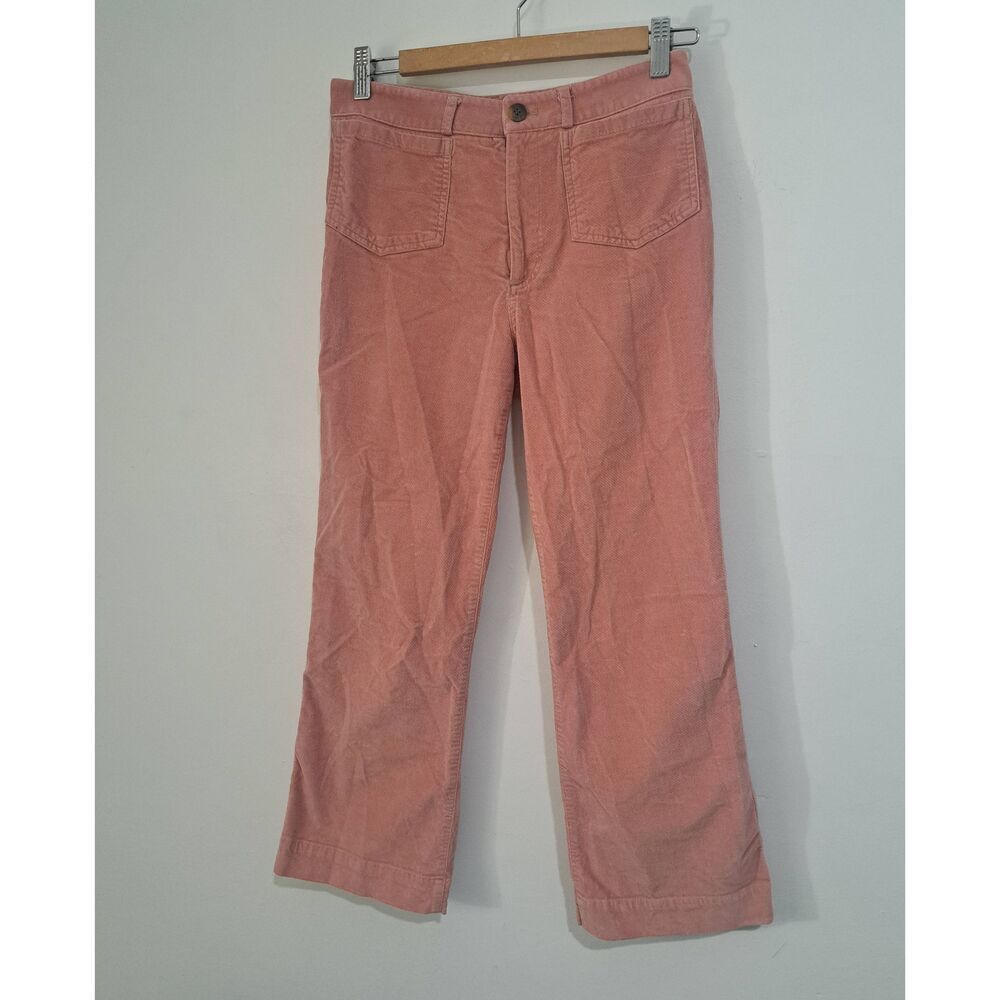 Steven Alan USA womens size 2  corduroy cropped flare hem pants dusty Pink